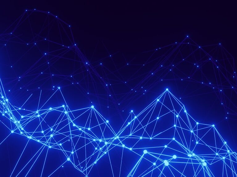 Redes de conexiones azul representando networking en Docker