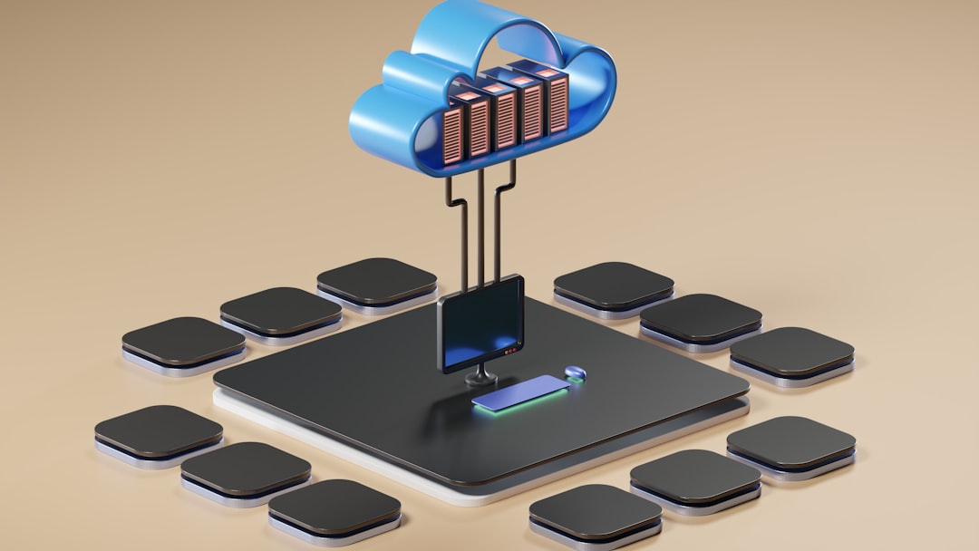 Concepto 3D de cloud computing para comparar costes de Cloud Run y Compute Engine en Google Cloud